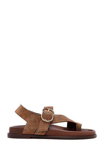 Derimod Women's Mink Flip-Flop Suede Leather Sandals 26Sfd550210