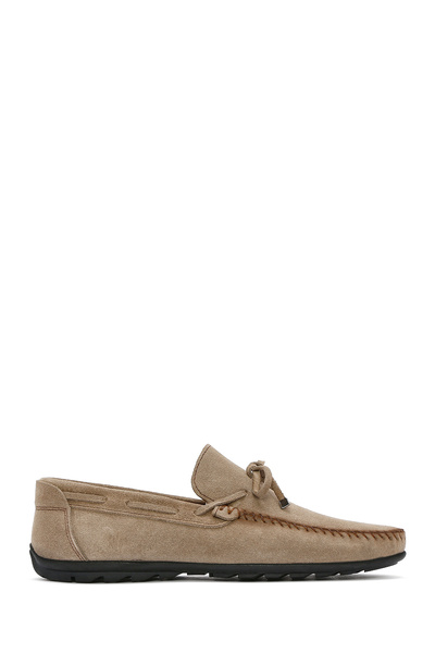 Derimod Men's Beige Tasseled Suede Leather Loafer 26Sfd754310