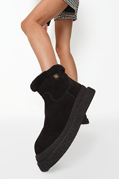 Derimod Cizme Teddy din piele de căprioară cu fermoar negru pentru femei 25WF...