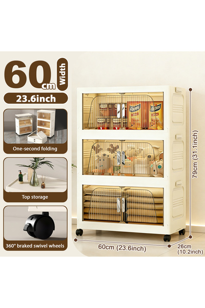 Vitakit Foldable Storage Cabinet |Double Door Organizer for Living Room & Bed...