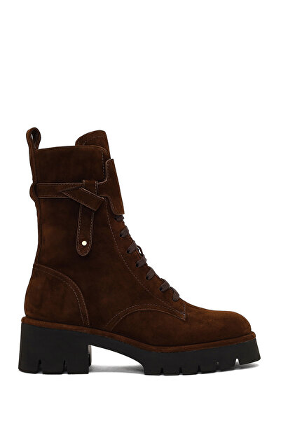 Derimod Cizme de damă maro, cu fermoar, cu talpă groasă, din piele de căprioa...