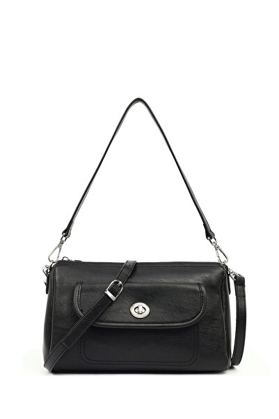 Derimod Дамска черна чанта с дълъг ремък 25ABD211818