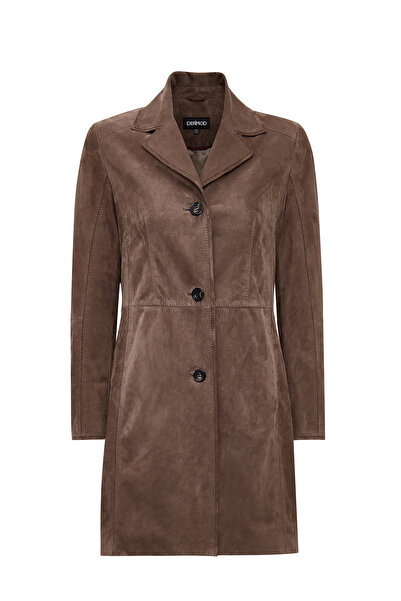Derimod Tara Women's Mink Suede Leather Coat 25Wgd533310