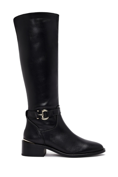 Derimod Women's Black Zippered Leather Boots 25Wfd153518