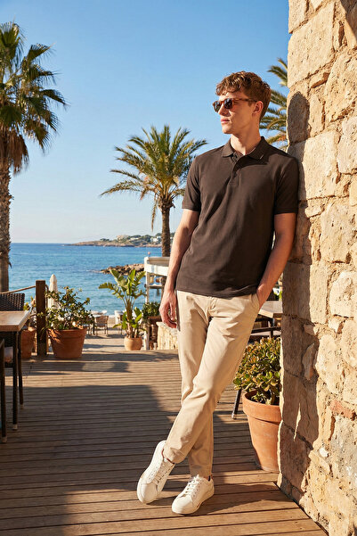 Buratti Tricou din bumbac, cu croiala normala, cu nasturi, cu guler polo, pen...