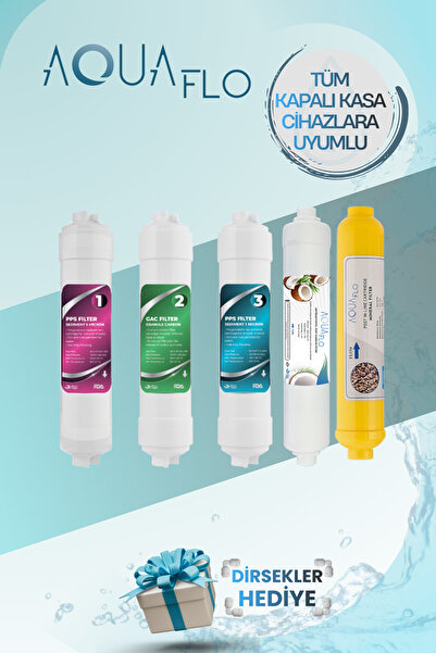 AQUAFLO Kapalı Kasa 4lü Filtresi Mineral Filtre Seti Membransız Dirseksiz (MKR)