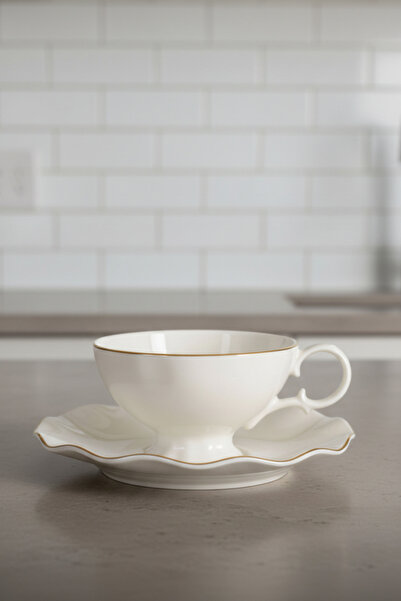 İpek Porselen 6 Kişilik Altın Yaldızlı Bone Zahra Porselen Çay Fincan Takımı ...