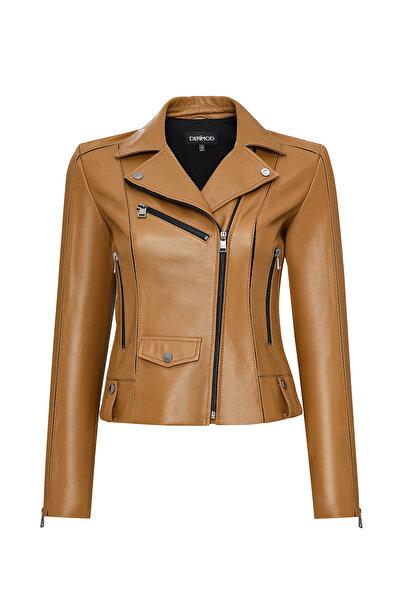 Derimod Bella Kadın Camel Biker Kısa Deri Ceket 25SGD5106U4