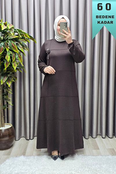 Elmas Tesettür Γυναικείο Φόρεμα Μεγάλου Μεγέθους Μαντίλι Ρούχα Με Ραβδώσεις