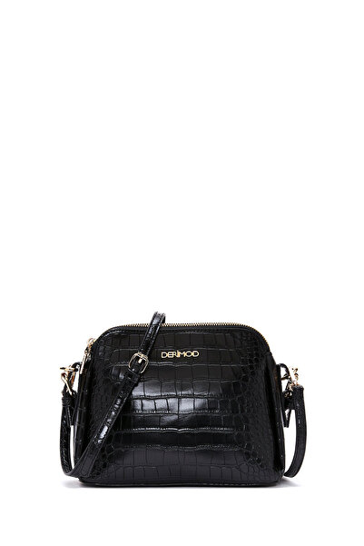 Derimod Geantă neagră pentru femei, cu curea lungă, cu model crocodil, 25WBD2...