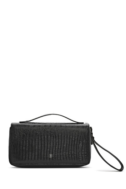 Derimod Men's Black Patterned Leather Wallet 000A2D3149Kr