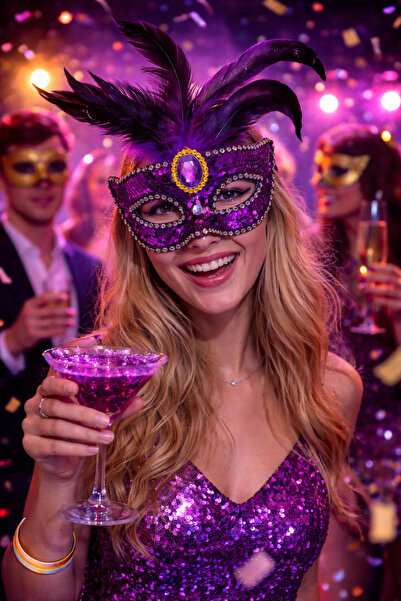 BeySüS قناع ترفيهي لحفلات أعياد الميلاد والهالوين باللون الأرجواني