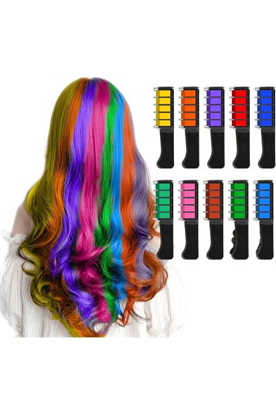 Kalolary مجموعة أمشاط طباشير تلوين الشعر المؤقتة، مكونة من 10 قطع، متعددة الأ...