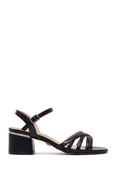 Derimod Sandale negre pentru femei cu cataramă la gleznă cu toc gros 25SFE466318