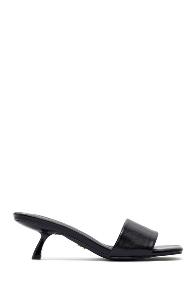 Derimod Kadın Siyah İnce Kısa Topuklu Terlik 25SFE451318