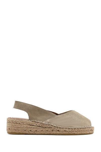 Derimod Sandale espadrille din piele intoarsa bej pentru femei 25SFD 206710