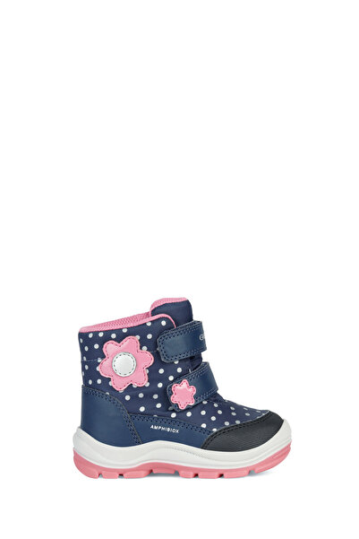 Geox Cizme din piele cu imprimeu cu dungi, albastru marin pentru fetițe B363W...