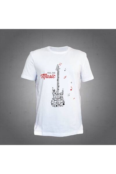 Herşey Nota Μπλουζάκι κιθάρας White Feel The Music Unisex