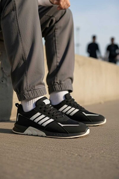 LIGHTINGHM BLACK WHITE Pantofi sport confortabili pentru trekking, cu șiretur...