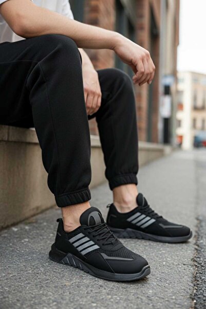 LIGHTINGHM BLACK GREY Pantofi sport confortabili pentru trekking, cu talpă an...