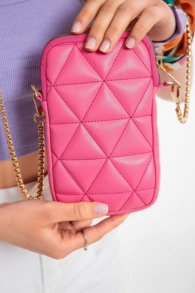 Saria Moda Мини чанта с верижна дръжка и капитониран мотив в цвят фуксия