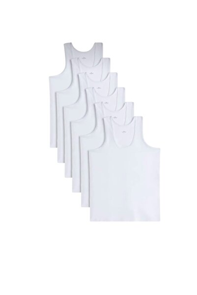 erçestil Men's 6-Pack Compact Combed Cotton White Undershirts 100% Cotton Sta...