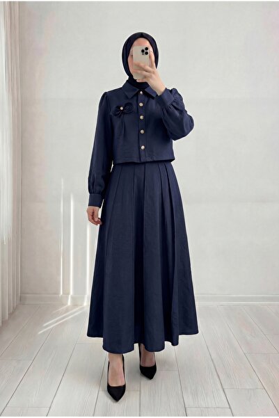 BENAHOLL Σετ Φούστας με Φιόγκο και Ρόμπα Janset-FA1055 Ναυτικό Μπλε