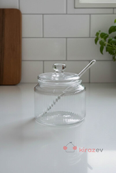 KirazEv Kaşıklı Şekerlik,Reçellik Borosilikat Cam 8,5 cm