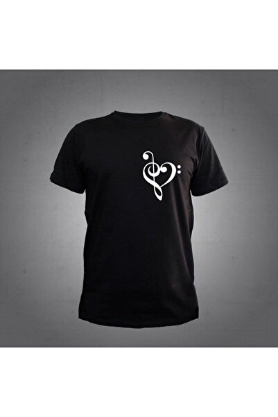 Herşey Nota Fa Key Cheie stânga Negru tricou Unisex