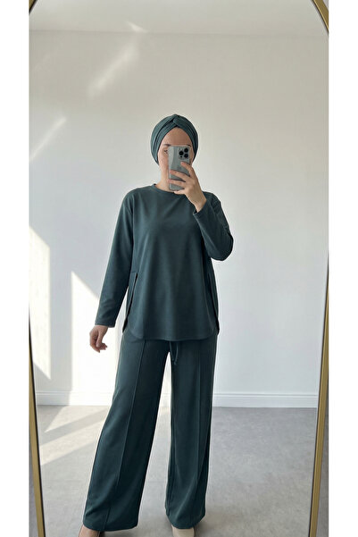 BENAHOLL Yonca Sides Slit piped Pant Suit-Nl764 Petrol Green