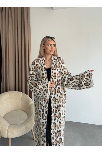 KUPAKIZI Дамска дълга жилетка с леопардов принт