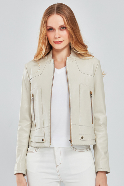 Derimod Sharon Kadın Bej Kısa Deri Ceket 24SGE51751M
