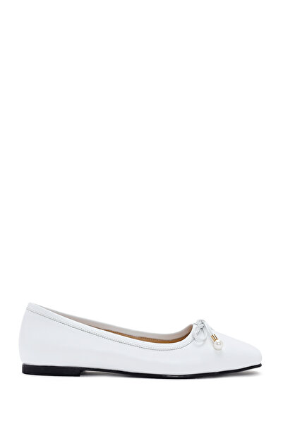 Derimod Women's White Leather Ballerinas 24Sfd182018