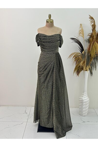 Surikka önü drapeli yandan yırtmaçlı alina abiye