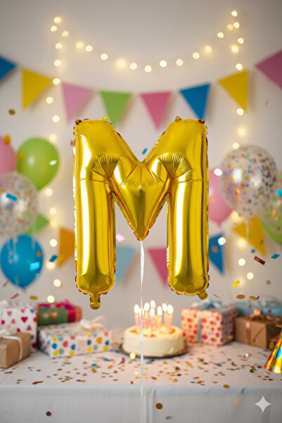 Deniz Party Store بالون فويل ذهبي حجم وسط حرف (M).