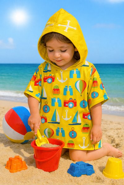 Dotamess Children's Poncho Beach Towel - Sea Towel
