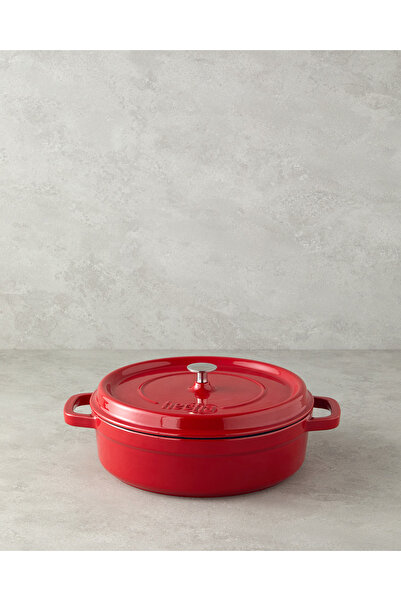 English Home Hecha Demir Döküm Sığ Tencere 28 cm Kırmızı