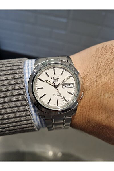 Seiko 5- OTOMATİK Beyaz Kadran Takvimli Çelik Bilezik 3 ATM Su Geçirmez Erkek...