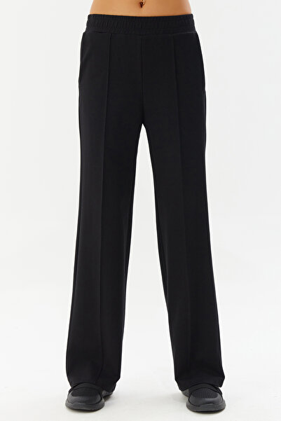 bilcee Kadın Siyah Bol Paça Önü Dikiş Çizgili Eşofman Altı 0135