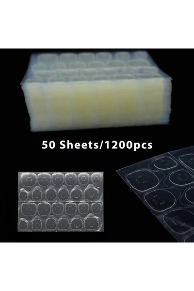 Choice غراء أظافر جيلي ذهبي مزدوج الجوانب، 24 قطعة × 50 قطعة، شفاف، لاصق لتزي...