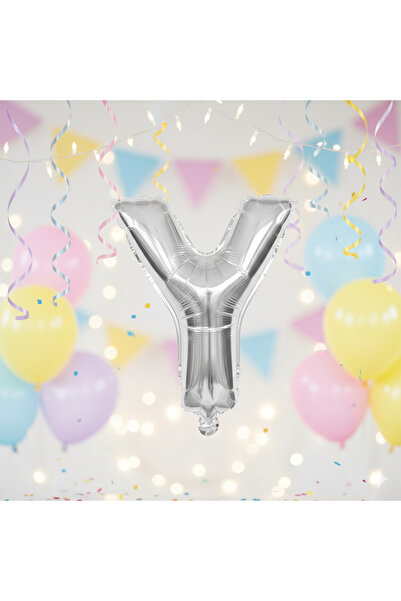 Deniz Party Store بالون فويل فضي حجم وسط حرف (Y).