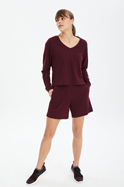 bilcee Claret Red Soft Textured Women's Shorts Set - 0736