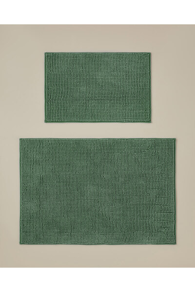 English Home Macaroni Kaydırmaz Taban Banyo Paspası Seti 60x90 + 40x60 cm Yeşil
