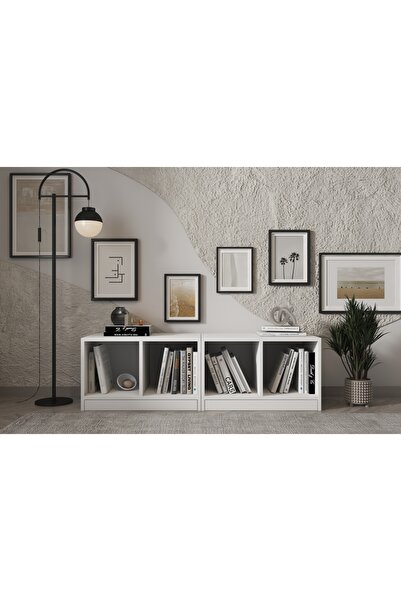 Nettrends Rafli Kitaplik 130 Cm Beyaz Ktp-1196
