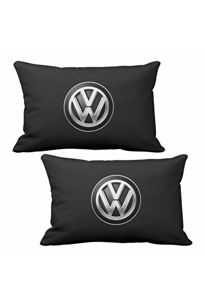 Volkswagen Yastık 2'li Boyun Destek Yastık Siyah ve Ahşap
