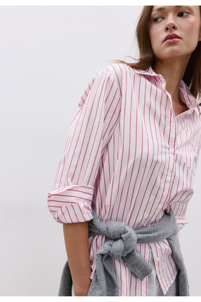 Stradivarius Basic striped poplin shirt with pocket
