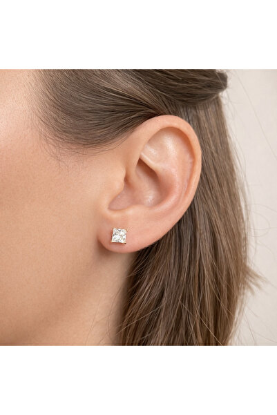nerora Steel Square Solitaire Earrings (Guaranteed Not to Tarnish)