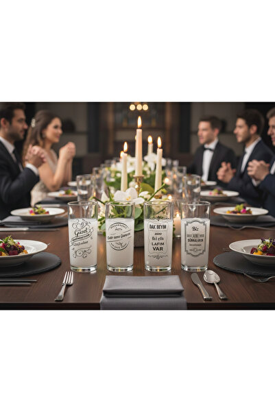 Paşabahçe 4'lü Rakı Bardağı - Muhabbet Serisi Söz Baskılı