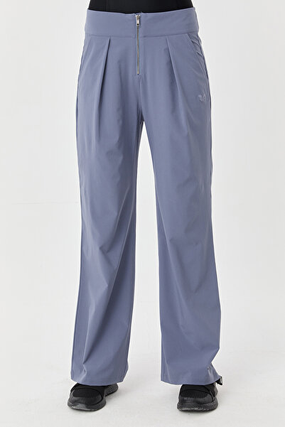 bilcee Women's Blue Thin Lycra Zippered Wide Leg Woven Lightweight Trousers 0074