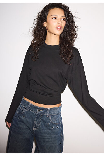 Stradivarius Long sleeve gathered T-shirt